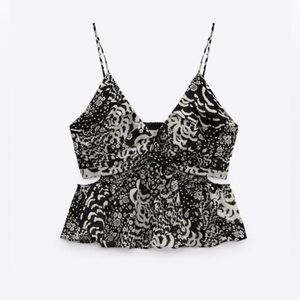 Zara Black and White Asymmetrical Bustier Camisole